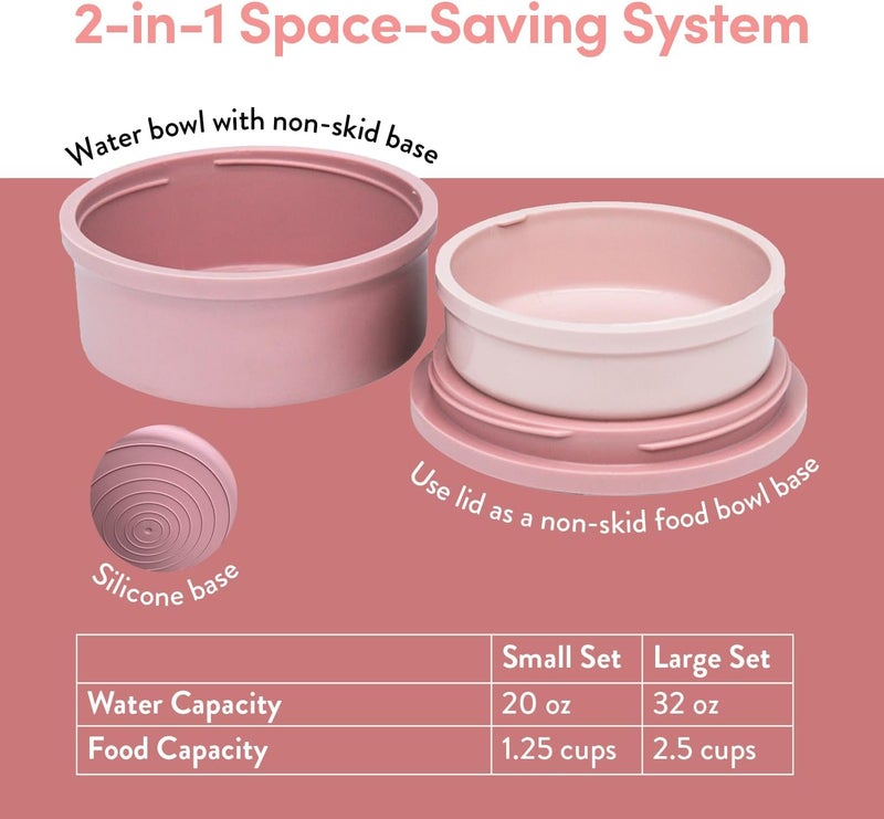 KindTail Dog Travel Bowls - Set of 2 Portable Pet Food & Water Dishes with Lid & Handle - Each Nesting Container Includes a Non-Slip Silicone Base - Microwave & Dishwasher Safe - BPA & Toxin-Free - Image 4